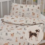 Biante bavlněné povlečení Sandra SA620 Psí kamarádi na krémovém 90 x 140 cm 40 x 60 cm – Sleviste.cz