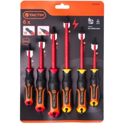 Tactix Elektrikářské šroubováky VDE, 6 ks - TC205601 – Zbozi.Blesk.cz