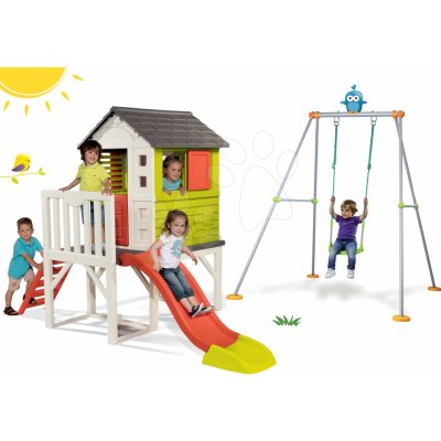 Smoby Set detský domček na pilieroch Pilings House s 1,5 m šmykľavkou+hojdačka s kovovou konštrukciou výška 180 cm SM810800-1 – Zboží Mobilmania