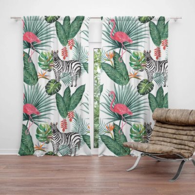 Závěsy Zebra a Plameňák: 2 ks - 140x250 cm - Sablio – Hledejceny.cz