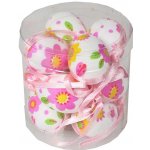 Vajíčka dekorovaná látkou s kytičkami, závěsná na stužce x 12 ks, výška 4 cm, PVC Tube růžová 380094 11 – Zboží Mobilmania