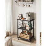 Kuchyňský vozík s 3 policemi a háčky černý 60x40x84 cm – Zboží Dáma