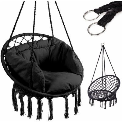 KIK KX7630 Houpací křeslo Čapí hnízdo s opěradlem černé 80cm – Zbozi.Blesk.cz