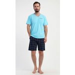 Vienetta MAN pánské pyžamo šortky Freedom: azurová – Sleviste.cz