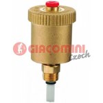 GIACOMINI R88I Automatický odvzdušňovací ventil, svislý + zpětný ventil, mosaz (R88IY002) – Sleviste.cz