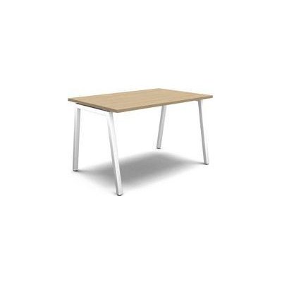 No brand Rovný kancelářský stůl MOON A, 120 x 80 x 74 cm, rovné provedení, bělený dub/bílá 17199