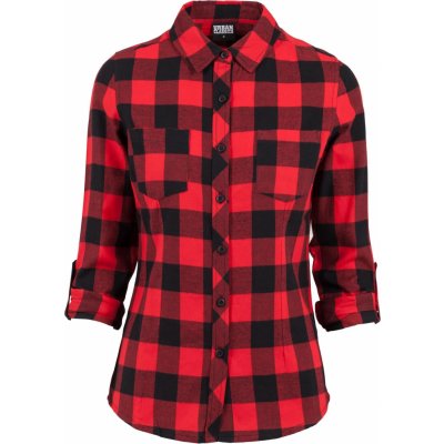 Urban Classics Ladies Turnup Checked Flanell shirt blk/red – Zboží Dáma
