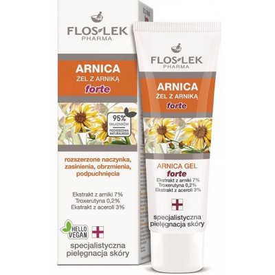 FlosLek Pharma Arnica Forte oční gel s intenzivním účinkem proti otokům a tmavým kruhům Arnica Extract 7% Troxerutin 0,2% Acerola Extract 3% 50 ml
