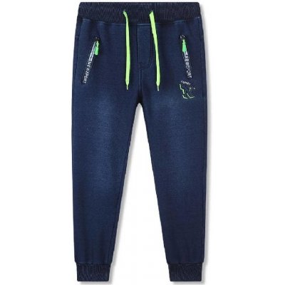 Zateplené kalhoty imitující rifle modrá – Zboží Dáma