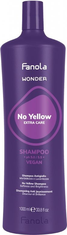 Fanola Wonder No Yellow Extra Care Shampoo - Šampon na šedivé a odbarvené vlasy 1000 ml