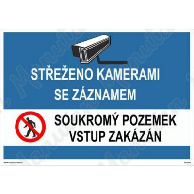 Střeženo kamerami se záznamem vstup zakázán, samolepka 105 x 74 x 0,1 mm – Zbozi.Blesk.cz