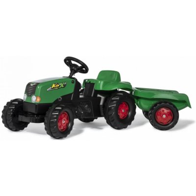 Rolly Toys Olymptoy Šlapací traktor Rolly Kid s vlečkou zeleno červený – Zboží Mobilmania