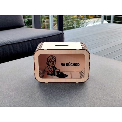 Dřevěná pokladnička - Na důchod - D-decor – Sleviste.cz