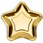 Papírové talířky ve tvaru hvězdy - metalické zlaté 18 cm – Zboží Dáma
