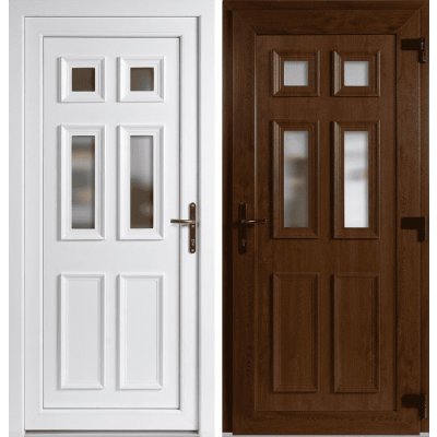 OknaDvereNaMiru.cz Vchodové plastové dveře Becca zlatý dub / bílá pravé otevírání ven 98 x 198 cm – Sleviste.cz