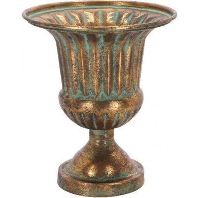Váza francouzská AGED METAL, kov, zlatá/tyrkys patina, pr.21x24cm|Esschert Design – Hledejceny.cz