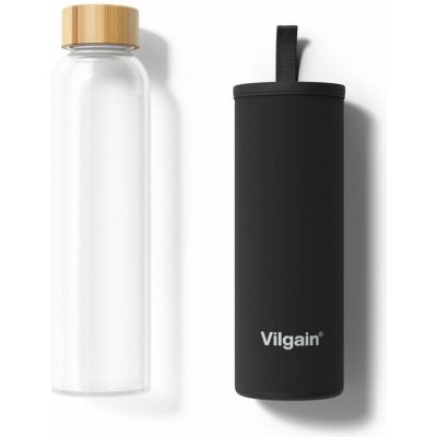 Vilgain Skleněná láhev –⁠ minimalistická láhev na pití, s bambusovým víčkem a termoobalem, bez plastu – Hledejceny.cz