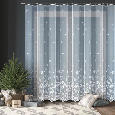 Olzatex žakárová záclona HVĚZDY 36134 zimní, vánoční vzor, s bordurou, bílá, výška 250cm (v metráži) – Zboží Dáma Olzatex žakárová záclona HVĚZDY 36134 zimní, vánoční vzor, s bordurou, bílá, výška 250cm (v metráži) – Zboží Dáma