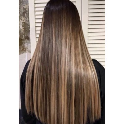 Vlasy clip in 4 pásy - hnědé a blond melírované rovné vlasové příčesky 55 cm – Zboží Mobilmania