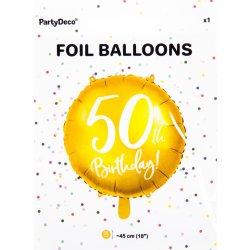 PartyDeco Fóliový balón 50tka zlatý