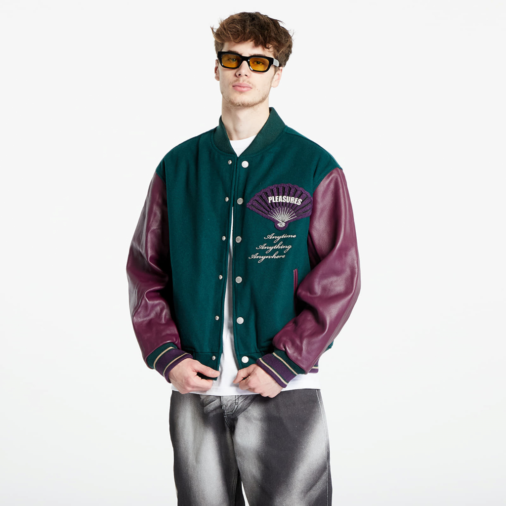 Pleasures Fan Varsity Jacket Green