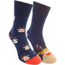 Dospělé vánoční ponožky Sob a sobíci modrá tmavá