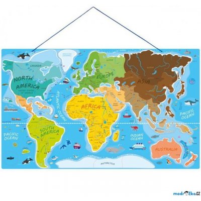Puzzle magnetické - Mapa svět v obrázcích, 2v1 (Woody)