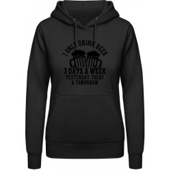 AWDis Hoodie mikina Pivo Piju Včera, dnes a Zítra Černá