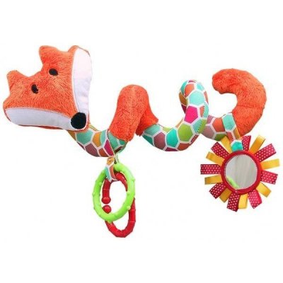 Hencz Toys edukační hračka s chrastítkem a zrcátkem liška spirálka oranžová