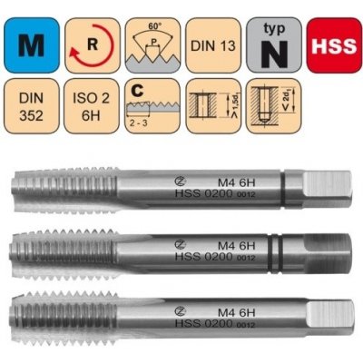 NÁSTROJE CZ Sadový závitník M2,6x0,45 I,II,III SADA ISO2 HSS - 0200 – Hledejceny.cz