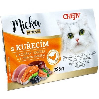 Chejn Micka s kuřecím kousky lososa černým rybízem a taurinem 325 g – Zbozi.Blesk.cz