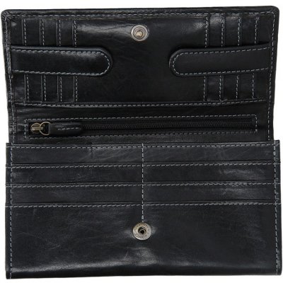 Dámská dlouhá peněženka kožená V-40/T černá Lagen – Zboží Mobilmania