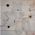 Kazum Pletená ažurková sada 4D, tunika polodupačky čepička čelenka bílá – Zboží Dáma