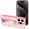 Pouzdro a kryt na mobilní telefon Apple LEATHER Case Kickstand Apple iPhone 15 PRO růžové