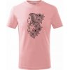 Dětské tričko Žena a kočka kreslená tričko dětské bavlněné růžová