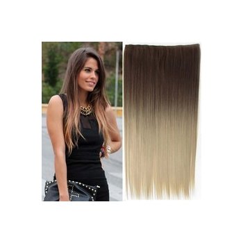 Clip in vlasy 60 cm dlouhý pás OMBRE STYL HNĚDÁ SVĚTLE PLAVÁ 10T16