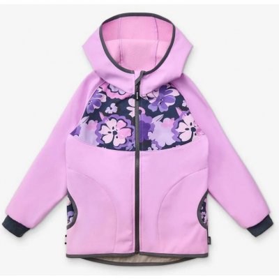 Unuo dětská softshellová bunda bez zateplení Basic Kytky Lila – Zboží Dáma