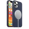 Pouzdro a kryt na mobilní telefon Apple Pouzdro AppleKing silikonové s podporou nabíjení Magsafe iPhone 12 / 12 Pro - námořnicky modré