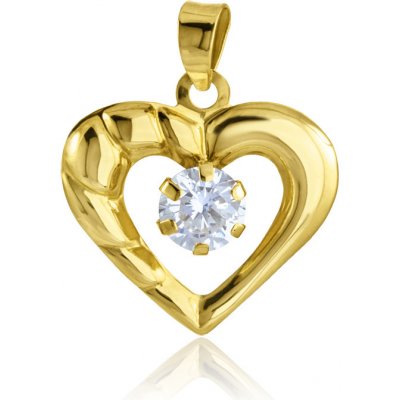 Gemmax Jewelry Zlatý přívěsek Srdíčko se zirkonem GLPYB 30921 – Zboží Mobilmania