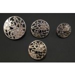 Luxusní kovový filigránský knoflík - lesklé stříbro - průměr 2,3 cm – Zboží Mobilmania