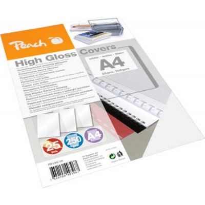 PEACH vazací zadní obaly, A4 250gsm, bílé, 25 ks 510023 – Hledejceny.cz