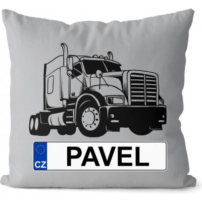 Impar Polštář SPZ se jménem černý kamion Jméno Pavel 55x55 – Hledejceny.cz