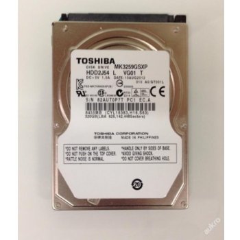 Toshiba Mobile 320GB, 2,5", 5400rpm, 8MB, SATAII, MK3259GSXP