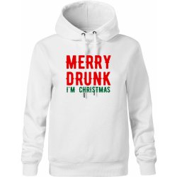 Merry Drunk I'm Christmas Oversized mikina dámská Moon kratší + širší Bílá