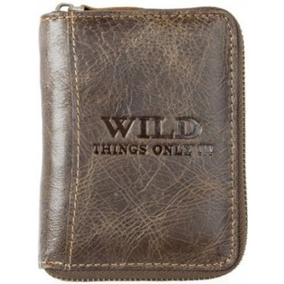 Tmavě hnědá kožená peněženka Wild celá dokola na kovový zip – Zboží Mobilmania