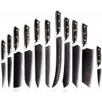 Izmael Sada damaškových kuchyňských nožů Wakana Černá Zlatá 11 ks – Sleviste.cz