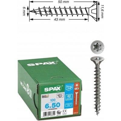 SPAX záp.hl.6x50 plný z.TX30 nerez A2 (100 ks) – Hledejceny.cz