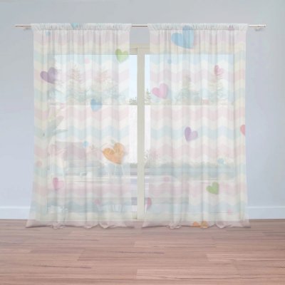Záclony Barevná srdíčka: 2 ks - 150x250 cm - Sablio – Hledejceny.cz