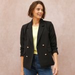 Blejzr s dvouřadým zapínáním na knoflíky černá – Zboží Dáma