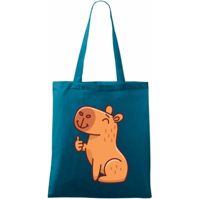 Taška malá 42x38 cm, Kapybara s palcem nahoru, petrolejová – Zboží Mobilmania